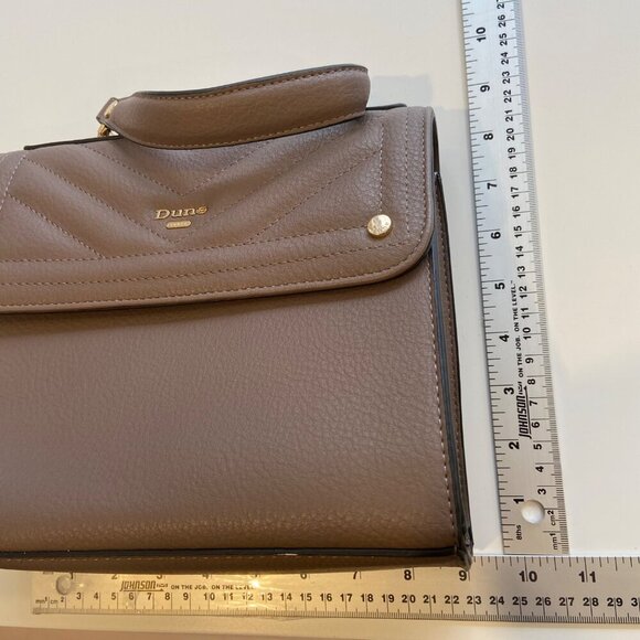 Dune London Taupe Quilted VeganLeather Handbag Chain Attached mini wallet & Gold - Picture 13 of 15